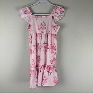 Grace Karin Girls Pink Floral Ruffle Tiered Dress Size 12Y